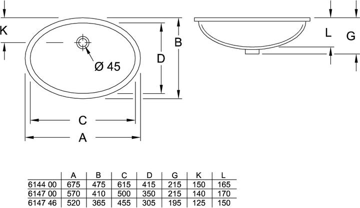 Produktbild Villeroy & Boch V&B Unterbauwaschtisch EVANA 500x350mm, mit ÜL we (350 mm, 500 mm)