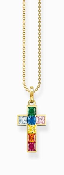 Immagine prodotto Thomas Sabo Collana Croce Pietre Colorate Oro (Argento 925, 40 - 45 cm)