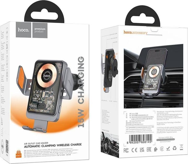 Actual product image Hoco 2 in 1 QI Wireless Fast Charge car cradle charging station