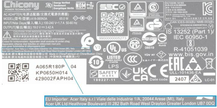 Actual product image Acer Kp.06501.002 (65 W)