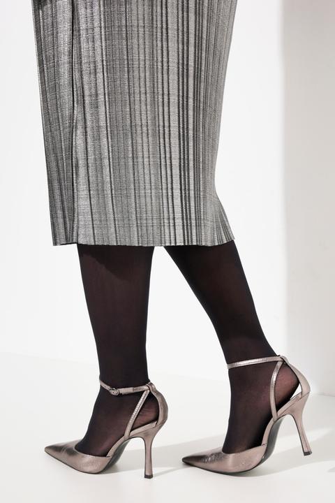 Produktbild Ulla Popken Midikleid, Silver-Plissee, A-Linie, V-Ausschnitt, Halbarm (60)