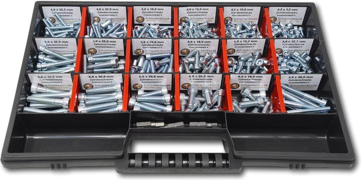 Schraubenbox24 Cylinder head screws assortment M4-M5-M6 // 8mm-40mm 375 tlg screw box DIN912 (375 Screws per piece)