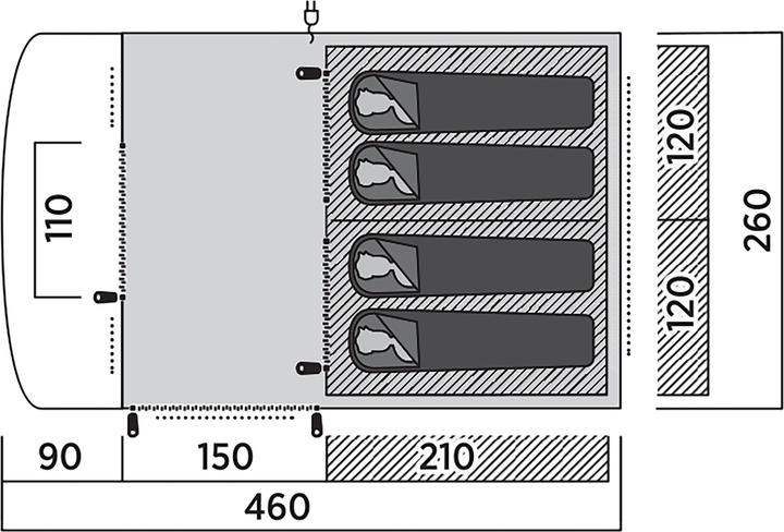 Actual product image Easy Camp Familien-Tunnelzelt Skarvan 4 (grau, Modell 2025) (Tunnel tent, 14 kg, 4 persons)