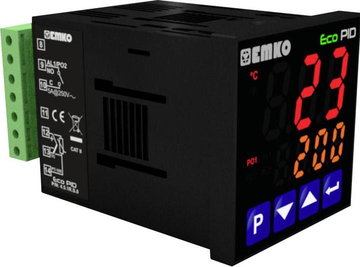 Actual product image Emko ecoPID.4.5.1R.S.0 Temperature controller Pt100, J, K, R, S, T, L -199 to +999°C Relay 5 A, SSR (L