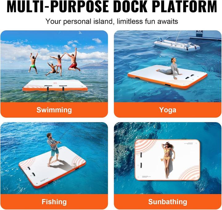 Actual product image Vevor Inflatable Floating Dock Platform