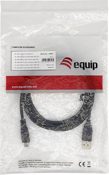Actual product image equip Kabel USB-C2.0->A M/M St/St 0.03m schwarz (0.30 m, USB 2.0)