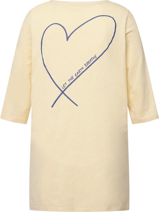 Immagine prodotto Ulla Popken Maglia di cotone biologico con cuore, orlo a punte, scollo a girocollo e maniche a 3/4 (46, 48)