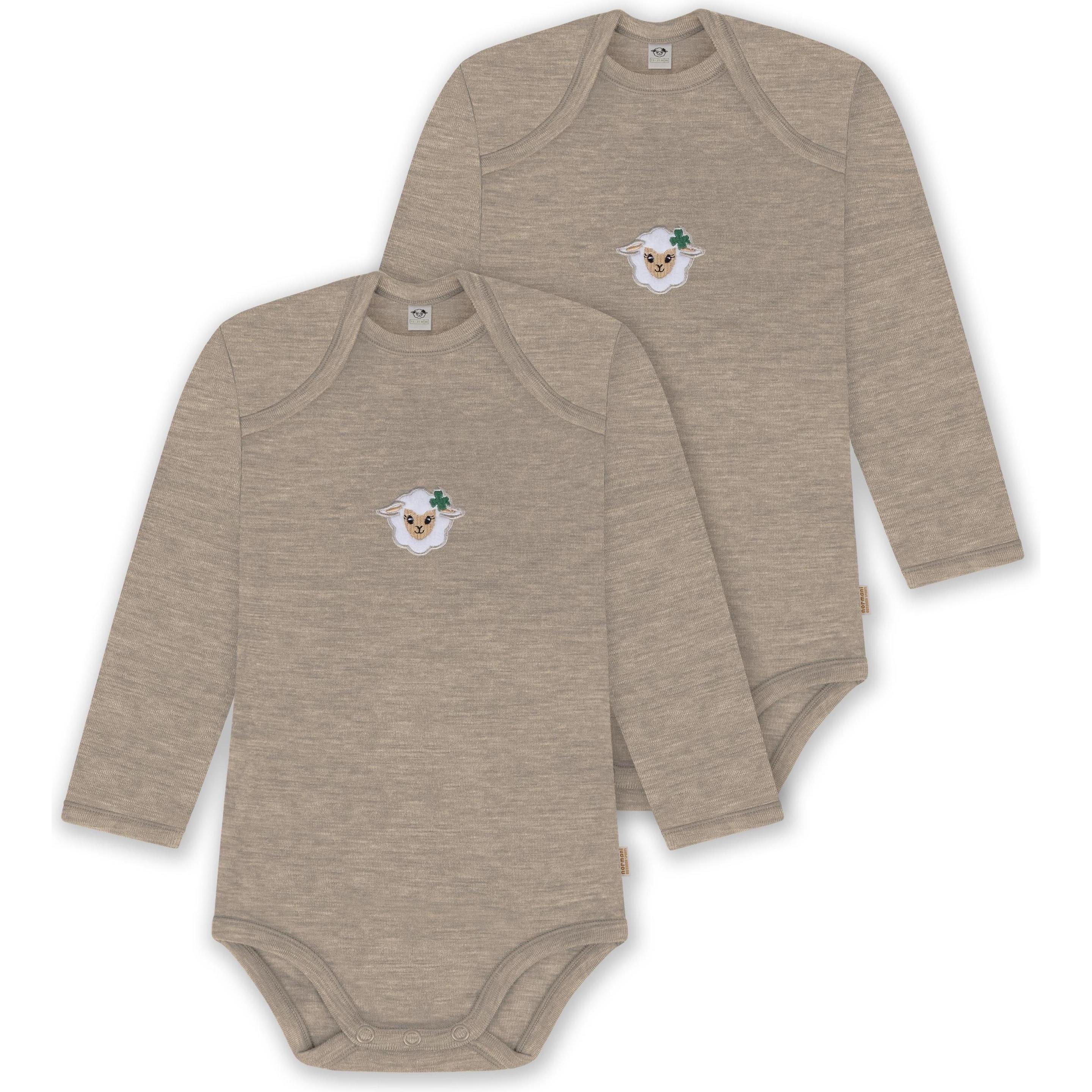 Normani, Herren, Body, 2er Pack Baby Merino Body Langarm „Auckland" - 9377, Beige, (74)