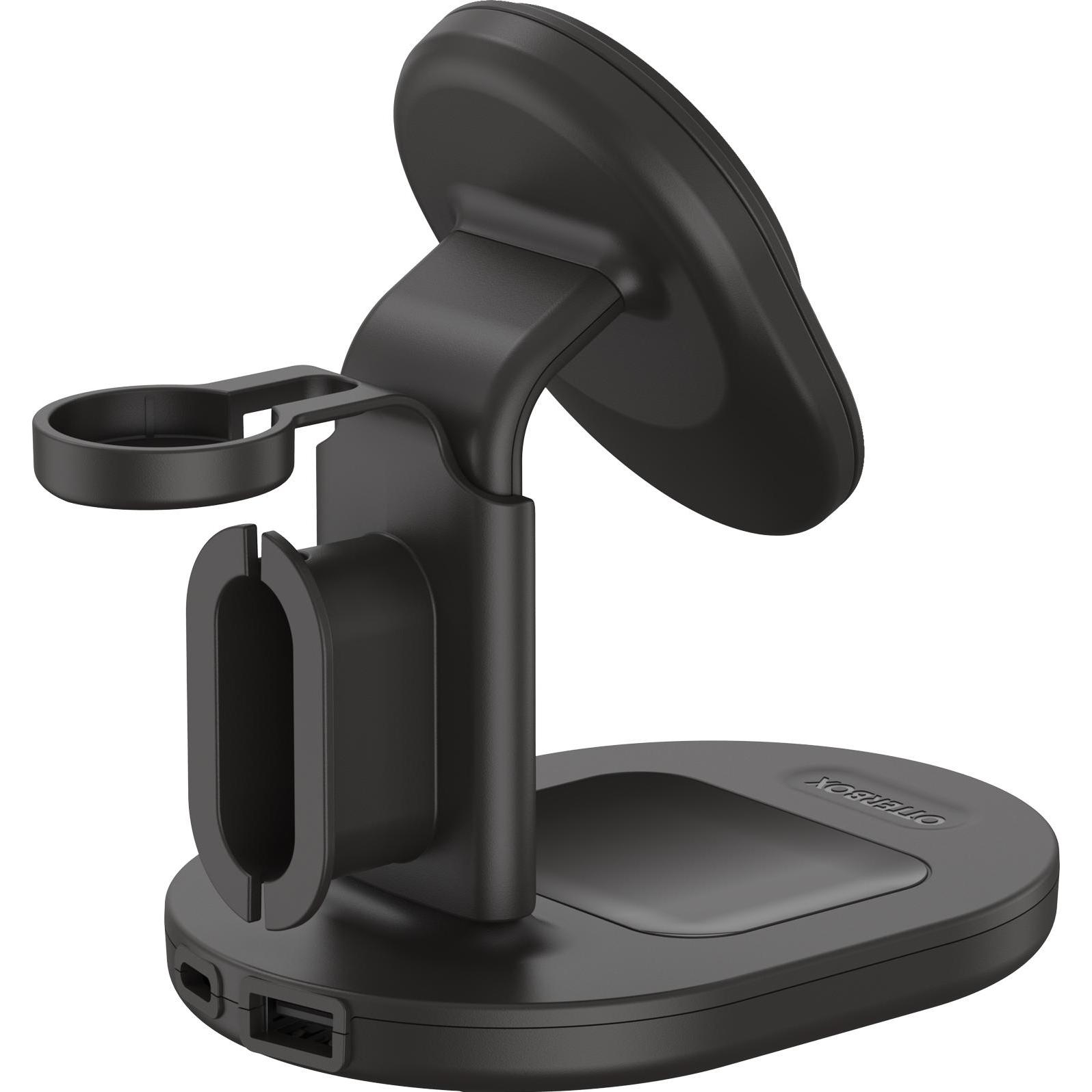 OtterBox Stazione di ricarica 3-in-1 per MagSafe (senza cavo e caricatore) (15 W), Caricabatteria senza fili, Nero