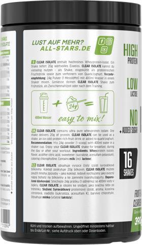 Produktbild All Stars Clear Isolate Whey Protein (390g Dose) (Grüner Apfel, 1 Stk., 400 g)