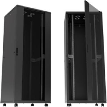 LogiLink Netzwerk Standschrank, 32HE (32 HE, 19 Zoll Rack), Serverschrank, Schwarz