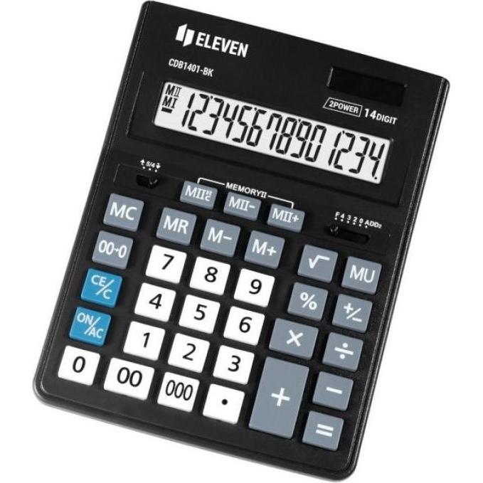 Eleven Nero Calcolatrice, Taschenrechner Cdb1401-Bk (Batterie, Celle Solari)