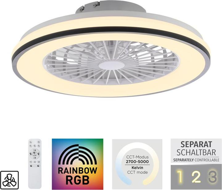Produktbild Just Light LED Deckenventilator LENO warmweiss - kaltweiss RGB Fernbedienung
