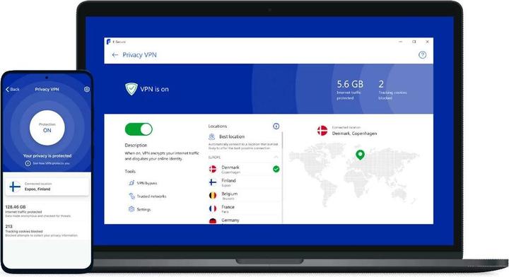 Produktbild F-Secure VPN 1 Jahr/5 Geräte Download (5 User, 5 Geräte/User, 12 Monate)