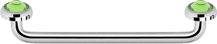 Image du produit Star Piercing Surface Barbell femelle argent 90° avec deux disques cristal vert clair (sans laiton, Acier chirurgical 316L)