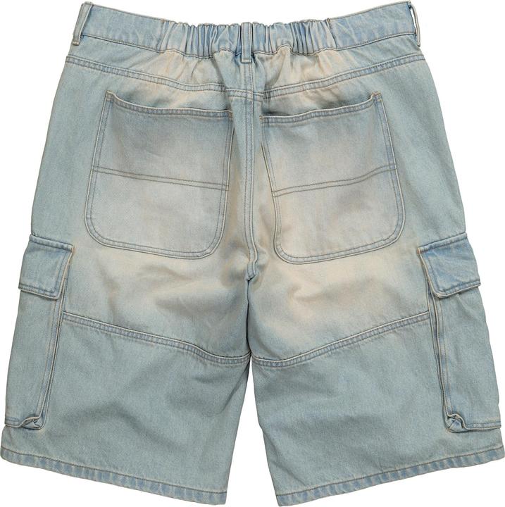 Actual product image Sthuge denim Bermuda shorts, baggy fit, Cargo pockets, bleached denim, up to size 72 (52)