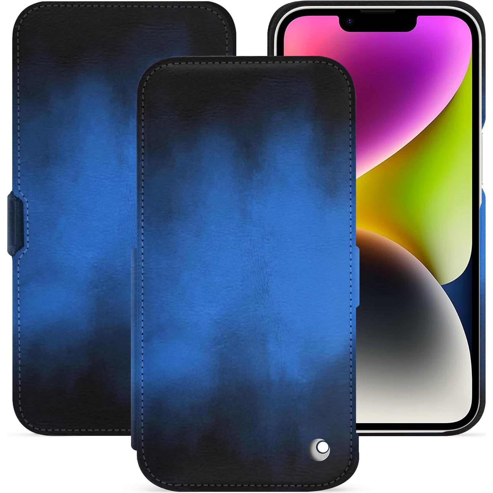Thumbnail - Noreve Lederschutzhülle horizontal (Apple iPhone 15 Plus), Smartphone Hülle, Blau