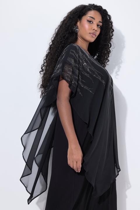 Produktbild Ulla Popken Chiffon-Midikleid, doppellagig, Rundhals, Halbarm (54)