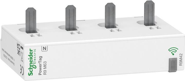 Actual product image Schneider Electric Energisensor Resi PowerTag 3PN med Nul i højre ved top montage, direkte måling op til 63A