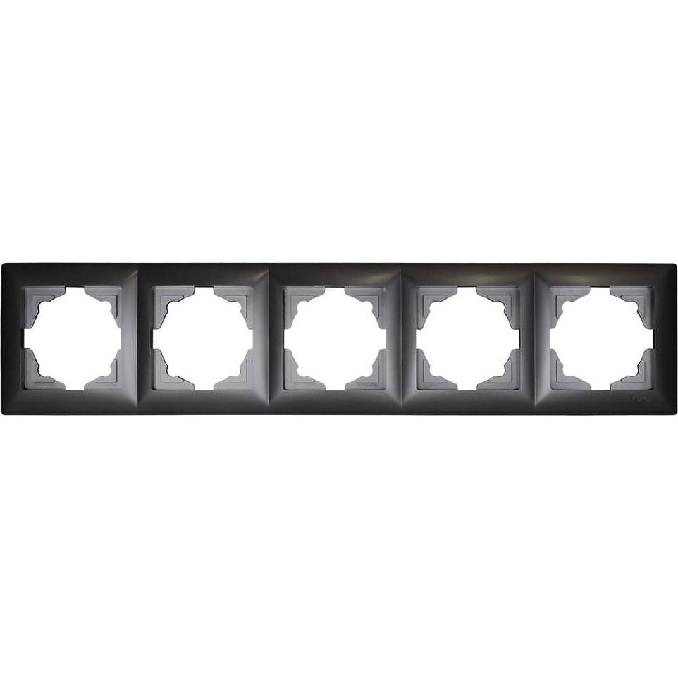 Gunsan Visage 5-fach Rahmen für 5 Steckdosen Schalter Dimmer Dunkelsilber, Taster + Schalter, Silber