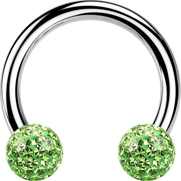 Immagine prodotto Star Piercing Campanile circolare in argento con due sfere di cristallo strato protettivo epossidico verde chiaro (Acciaio chirurgico 316L)