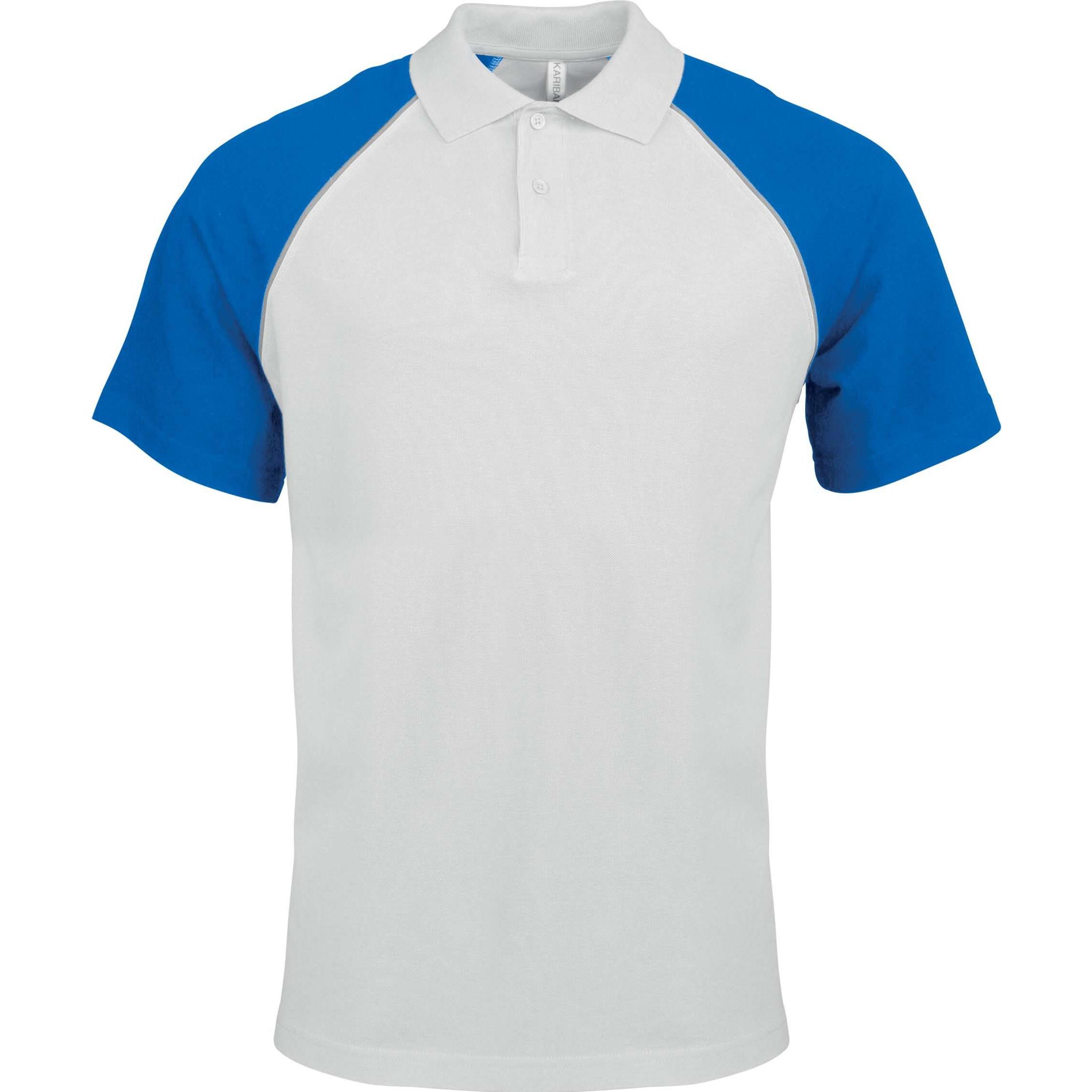 Kariban, Herren, Shirt, Baseball, Weiss, Blau, (XL)