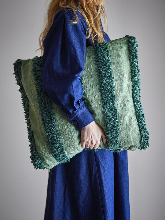 Actual product image Bloomingville - Cory Cushion - Green - Cotton OEKO-TEX® (50 x 50 cm)