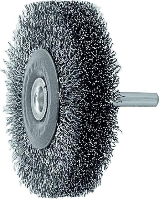 Actual product image Lessmann Round brush Ø 60 mm Shank 6 mm Wire thickness 0.3 mm Steel 18 mm 15000 min-¹