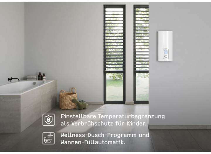 Actual product image Stiebel Eltron DHE 18/21/24 kW Fully electronic instantaneous water heater always accurate to the degree thanks to