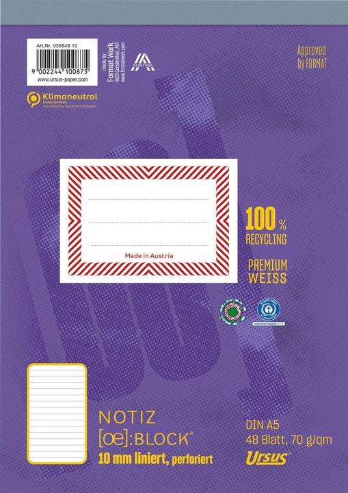 Actual product image Ursus Notepad Green Paper size: DIN A5 Ruling style: ruled (A5, Lined)