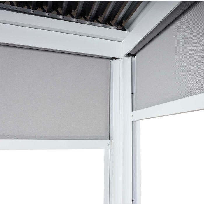 Produktbild Mendler Alu Pergola HWC-L41 mit 3x Seitenwand, Lamellen-Pavillon, stabiles 8cm-Metall-Gestell 3x3,7m – weiss (306 cm, 368 cm)