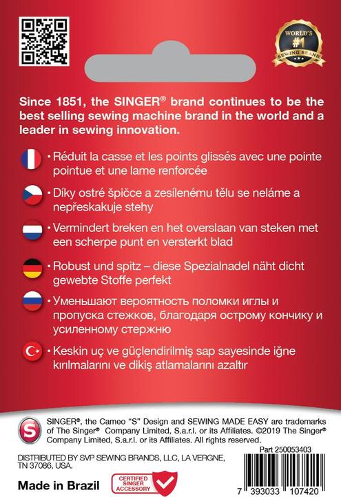 Actual product image Singer DENIM sewing machine needle, 90/14, pack of 5