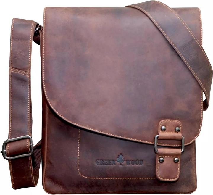 Produktbild Greenwood Herrentasche Echtleder 12 Zoll Hetwig Vintage Look Khaki No.14