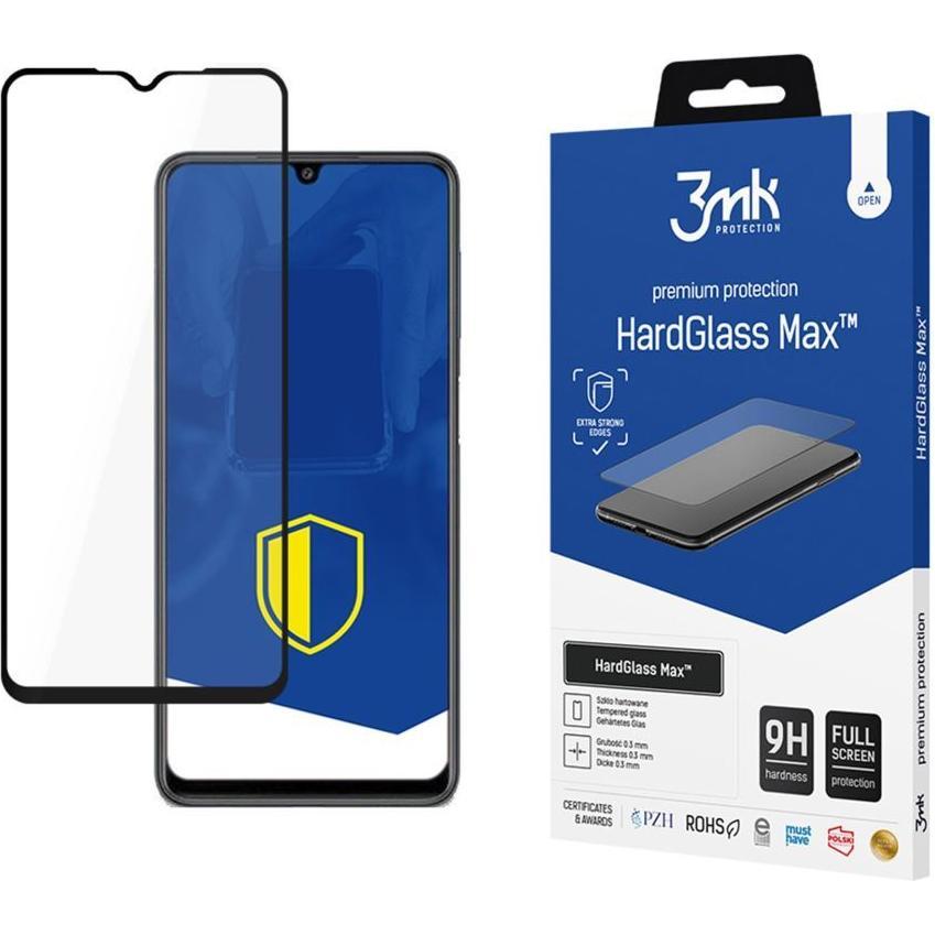3MK Samsung Galaxy M22 - HardGlass Max Black (Samsung Galaxy M22), Pellicola protettiva smartphone, Nero