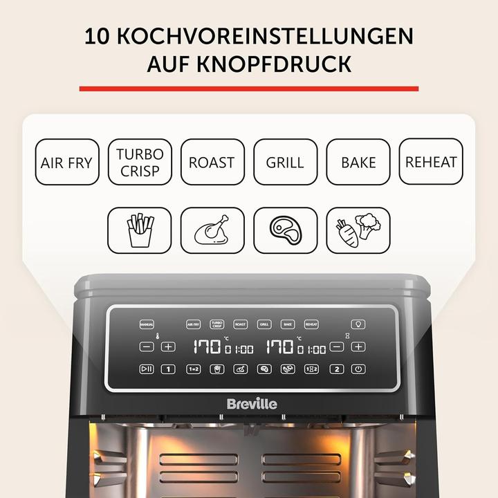 Breville Digital Dual Chamber Air Fryer with 12 Cooking Functions