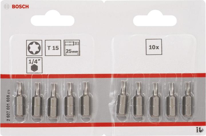 Produktbild Bosch Professional Zubehör Schrauberbit Extra-Hart T15, 25 mm, 10er-Pack (Innensechsrund TX)