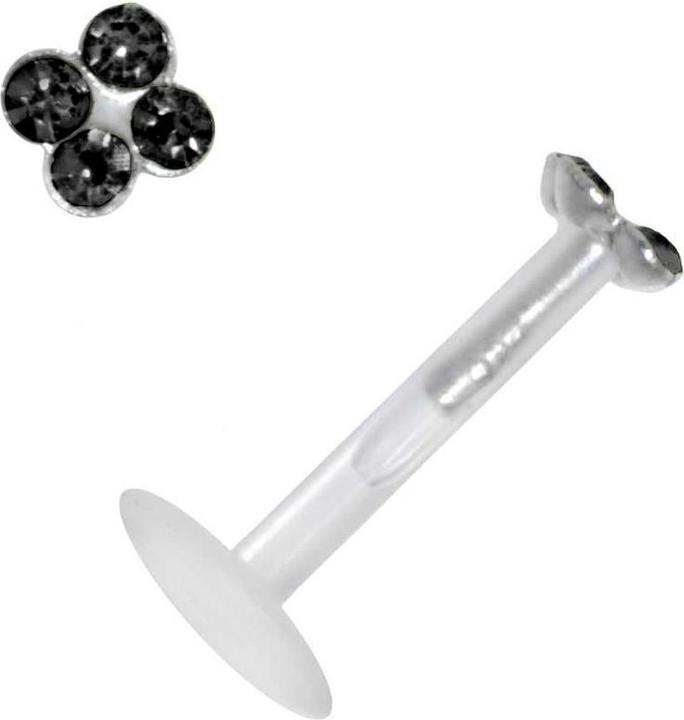 Bijouteria Piercing für Lippe/Tragus (Bioplast, Silber 925, Kristall)