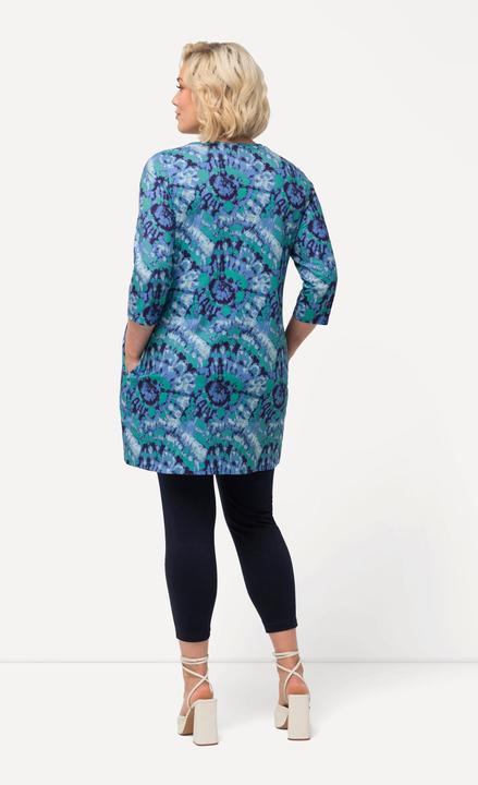 Produktbild Ulla Popken Longshirt, Batikmuster, Zipper, V-Ausschnitt, 3/4-Arm (56)
