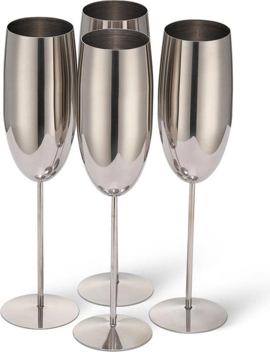 Produktbild Oak & Steel Edelstahl Sektgläser Silber 2er-Set (28.50 cl, 2 Gläser, Sektgläser)
