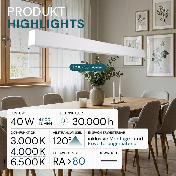 Image du produit Luxula Lampe de comptoir LED, 120 cm, blanche (4000 lm)