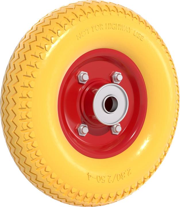 Produktbild Wiltec Schubkarren PU Rad 2.80/2.50-4 Vollgummi Polyurethan Reifen pannensicher