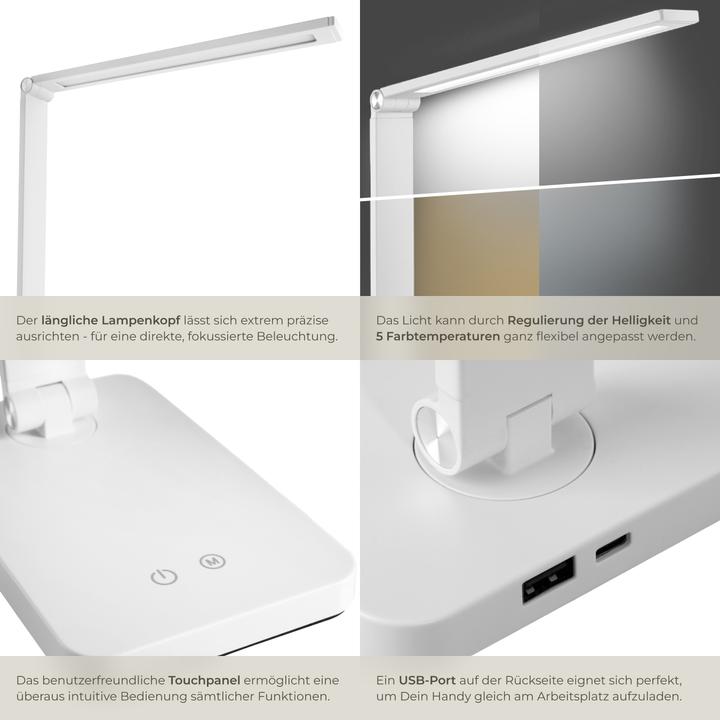 Produktbild tectake Schreibtischlampe Novaly, LED, dimmbar, klappbar, 5W