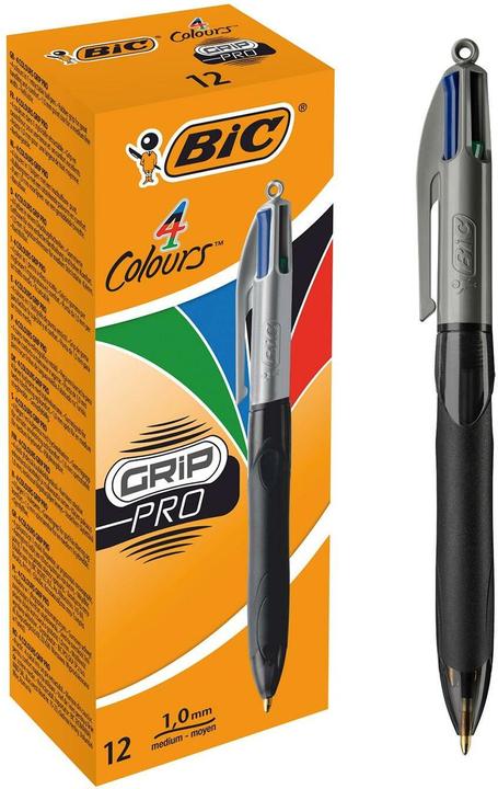 Image du produit Bic Stylo à bille 4 My Colours Grip Pro 0.4 mm (Noir, gris, 12x)
