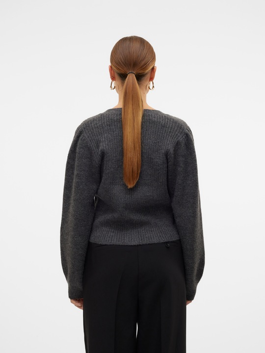 Produktbild Vero Moda Normal geschnitten V-Ausschnitt Gerippte Ärmelbündchen Ballonärmel Strickjacke Strickjacke (M)