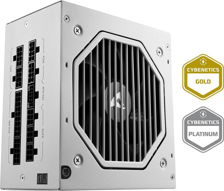 Actual product image Sharkoon Rebel P20 1000 White (white, 1x 12 pin high power connector, 4x PCIe, cable management, 1000 watts) (1000 W)