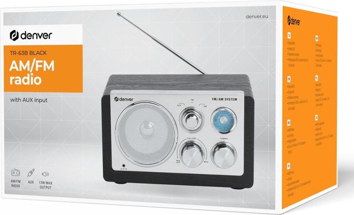 Actual product image Denver TR-63B - Radio - Sort (AM, FM)