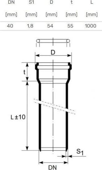 Image du produit Magnaplast PIPE INTERNE D40 1.00M PP