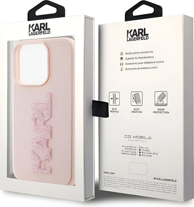 Actual product image Karl Lagerfeld KLHCP15X3DMBKCP iPhone 15 Pro Max 6.7" różowy/pink hardcase 3D Rubber Glitter Logo (Apple iPhone 15 Pro Max)