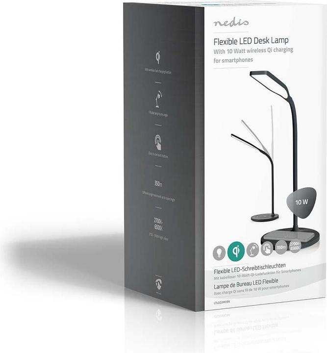 Actual product image Nedis LED lamp with wireless charger | DimmSwitch | LED / Qi | 10 W | with dimming | Cold white / (350 lm)