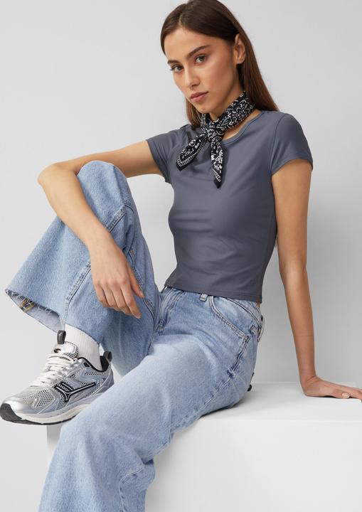 Produktbild S.Oliver T-Shirt Verkürztes Rippshirt | QS x Vanessa Mai (M)